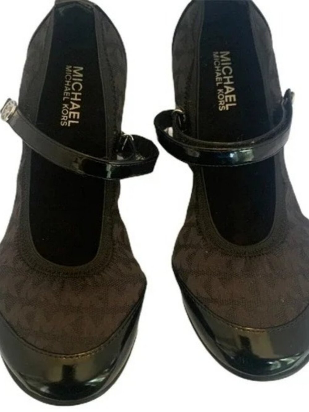 Michael Kors Amber Meg Black Leather Ballerina Flats Mary Janes Bucked size 36 - Picture 2 of 8